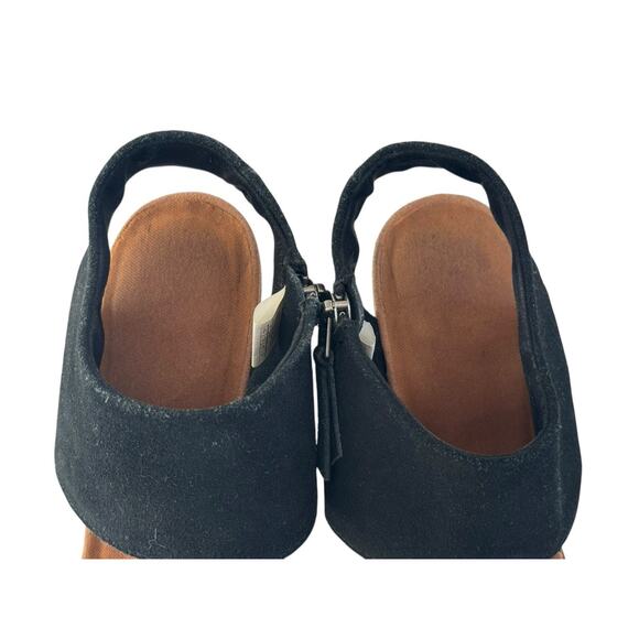 TOMS Majorca Cutout Black Heeled Sandal Suede Block Wood Heel Peeptoe Women’s 8 - Picture 7 of 13